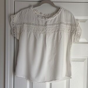 Mine White Lace Accent Blouse